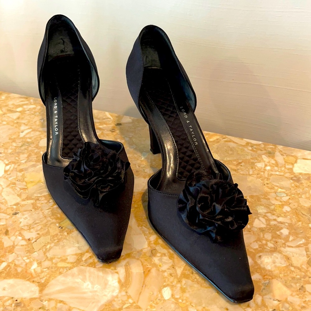 Dressy black satin. Perfect for Formal affairs